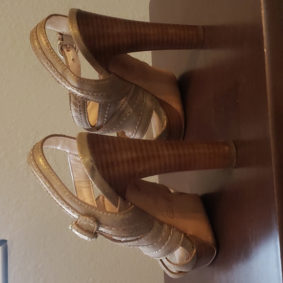 Coach Brynne Leather Strappy Sandal Chunky Heels - Picture 4 of 12